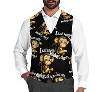 I Just Really Like Monkeys Slim Fit Men's Waistcoat Classic Suit Vest Dress for Formal Casual Wear L