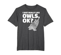 I Just Really Like Owls OK T-Shirt, Men's Big and Tall, Dark Heather Grey, 4X Tall