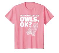 I Just Really Like Owls OK T-Shirt, Youth, Pink, Large
