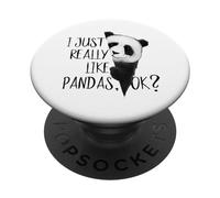 I Just Really Like Pandas, OK? Funky I Love Panda Bears Art PopSockets Adhesive PopGrip