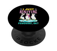 I Just Really Like Penguins, Ok? Funny Penguin Lover PopSockets Adhesive PopGrip