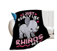 I Just Really Like Rhino OK Blanket Rhino Gifts for Rhino Lovers Girls Kids Rhino Throw Blanket Cozy Comfort Soft Fleece Blanket for Couch Sofa Bed 40"x50"