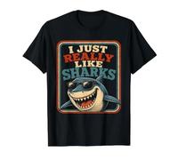 I Just Really Like Sharks Value Graphic T-Shirt, Men, Black, M