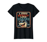 I Just Really Like Sharks Value Graphic T-Shirt, Women, Black, S