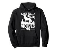 I Just Really Like Wolves Ok? Howling Wolf Silhouette Pullover Hoodie