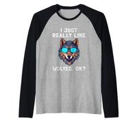 I Just Really Like Wolves, Okay Funny Wolf Raglan Baseball Tee