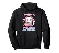 I Just Really Love K-Pop Ramen and Boba Tea Cute Cat Pullover Hoodie