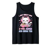 I Just Really Love K-Pop Ramen and Boba Tea Cute Cat Tank Top