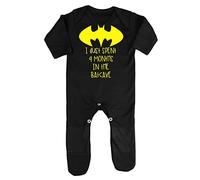 I just Spent 9 Months in The Batcave Baby Romper Jumpsuit with feet, 0-3 Months, Black