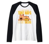 I Just Wanna Take Naps and Eat Tacos Cute Dog Sleeping Raglan Baseball Tee