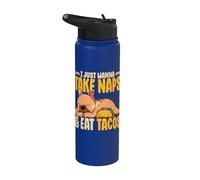 I Just Wanna Take Naps and Eat Tacos Cute Dog Sleeping Stainless Steel Insulated Water Bottle