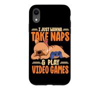 I Just Wanna Take Naps And Play Video Games Dog Sleeping Case for iPhone XR