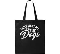 I Just Want All The Dogs Paw Heart Graphic Natural Ecological Cotton Tote Bag Black