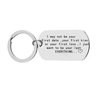 I Just Want To Be Your Last One """"Valentine' s Day Letter Key Chain Stainless Steel Dog Keychain Stainless Steel Rectangular Pendant Keychain