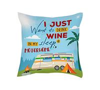 I Just Want To Drink Wine and Sleep In My Motorhome Secret Santa Motorhome Gift Birthday present Cushion for Bedroom/Sofa Satin Cushion, Throw Pillow Cushion. (Satin Cushion Cover)