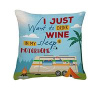 I Just Want To Drink Wine and Sleep In My Motorhome Secret Santa Motorhome Gift Birthday present Cushion for Bedroom/Sofa Linen Cushion, Throw Pillow Cushion. (Linen Cushion Cover With Insert)