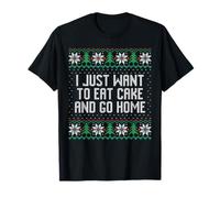 I just Want to eat Cake and go Home, Anti Xmas Ugly Sweater T-Shirt