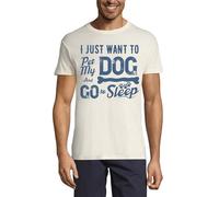I Just Want to Pet My Dog and Go to Sleep Crew Neck Cotton Men's T-Shirt Natural Large