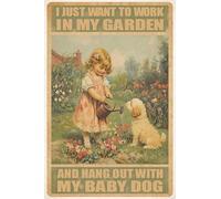 I Just Want To Work In My Garden Sign Retro Garden Girl Metal Tin Signs For Gardening Backyard Patio Outdoor Wall Decor 12x16inches
