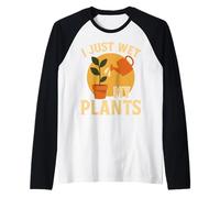 I Just Wet My Plants Funny Gardening Plant Lover Retro Gift Raglan Baseball Tee