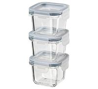 I-K-E-A 3 Pack 365+ Durable Food Container With Lid Lunch Box Square Glass 180 ml, Clear (804.449.46)
