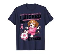 I Kicked Breast Cancer Pink Beagle Dog Soccer Player Winner T-Shirt