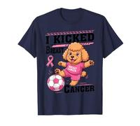 I Kicked Breast Cancer Pink Poodle Dog Soccer Player Winner T-Shirt