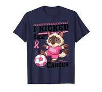 I Kicked Breast Cancer Pink Ragdoll Cat Soccer Player Winner T-Shirt