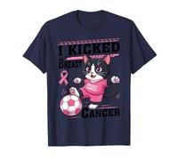 I Kicked Breast Cancer Pink Tuxedo Cat Soccer Player Winner T-Shirt