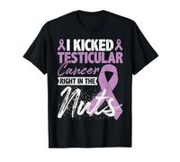 I Kicked Testicular Cancer Right in The Nuts Orchid Ribbon T-Shirt