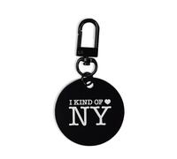 I Kind Of Love NY New York, Keychain, Keyring, Engraved, Tag, Circle, Pin, Carabiner