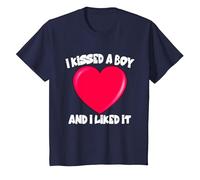 I Kissed A Boy and I Liked It LGBTQ Gay T-Shirt, Youth, Navy Blue, Small