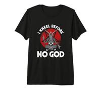 I Kneel Before No God Satanic Pentagram Baphomet Premium T-Shirt
