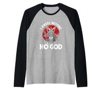 I Kneel Before No God Satanic Pentagram Baphomet Raglan Baseball Tee