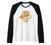 I Knit Therefore I Am Funny Knitting Philosophy Raglan Baseball Tee
