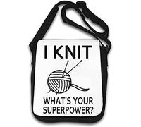 I Knit What is Your Superpower Funny Graphic Shoulder Bag White