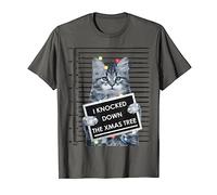 I Knocked Down The Xmas Tree Funny Christmas Kitty Cat Lover T-Shirt