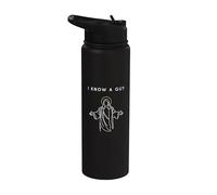 I Know A Guy Jesus Halo Illustration - Minimalist Christian Stainless Steel Insulated Water Bottle