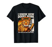 I Know How Doors Work Funny Office Cat Quote T-Shirt