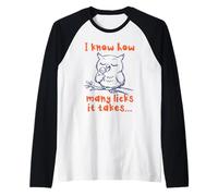 I Know How Many Licks it Takes Owl Lollipop Funny Raglan Baseball Tee