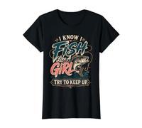 I Know I Fish Like A Girl Try to Keep Up Angler Value Graphic T-Shirt, Women, Black, S