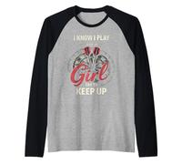 I Know I Play Like A Girl Try to Keep Up Funny Dart Player Raglan Baseball Tee