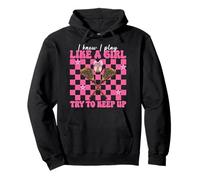I Know I Play Like A Girl Try To Keep Up Lacrosse Girl Mom Pullover Hoodie