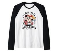 I Know I Play Like A Girl Try to Keep Up Softball Raglan Baseball Tee