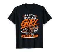 I Know I Play Like A Girl Try to Keep Up Value Graphic T-Shirt, Men, Black, L