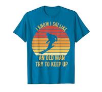 I Know I Ski Like an Old Man Try to Keep Up Vintage Skiing T-Shirt, Men, Sapphire Blue, 3X-Large