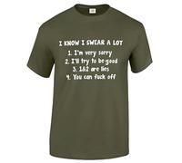 I Know I Swear A LOT Black Mens T Shirt- Slogan Novelty Gift IDEA Funny Printed TEE
