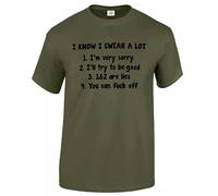 I Know I Swear A LOT Black Mens T Shirt- Slogan Novelty Gift IDEA Funny Printed TEE