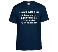 I Know I Swear A LOT Black Mens T Shirt- Slogan Novelty Gift IDEA Funny Printed TEE(Navy,XL)
