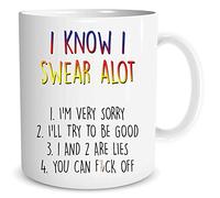 I Know I Swear Alot Funny Novelty Mug Coffee Tea Gift Present Banter Work Office Secret Santa Ideas Best Friend Colleague Joke WSDMUG1265, 10 ounces, White